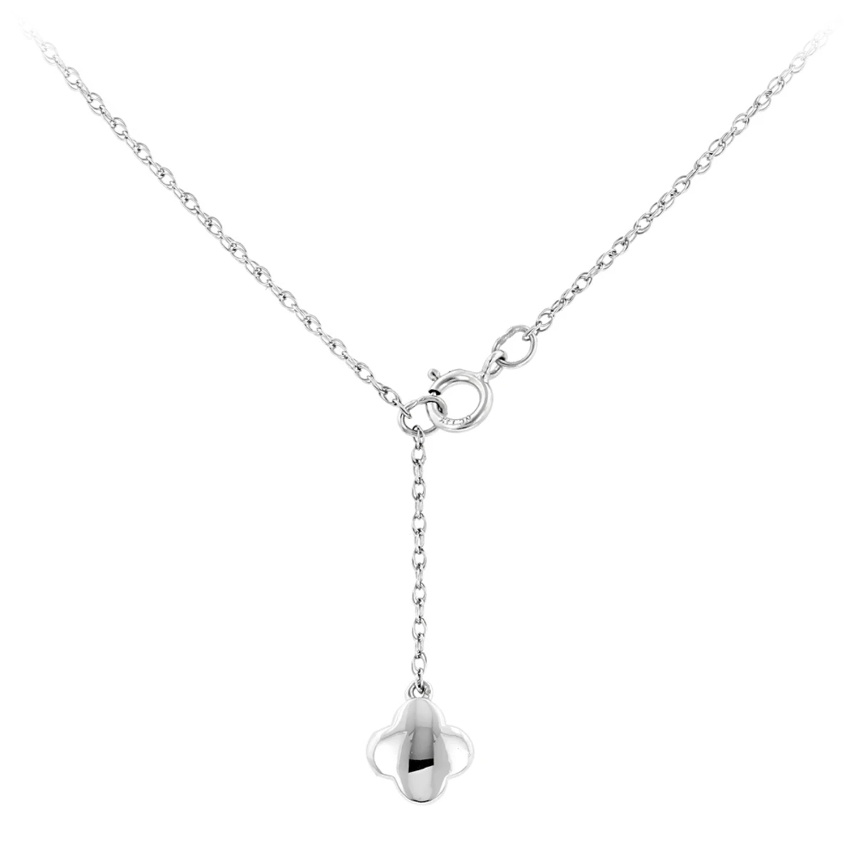 14K White Gold Ladies Diamond Alhambra Necklace 1/3ct 4 14K White Gold Ladies Diamond Alhambra Necklace 1/3ct - Image 4