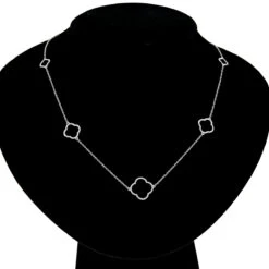 14K White Gold Ladies Diamond Alhambra Necklace 1/3ct 9 14K White Gold Ladies Diamond Alhambra Necklace 1/3ct -Urban Jewels Shop alhambra jewelry 14k gold ladies diamond necklace 13ct bodwh