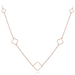 14K White Gold Ladies Diamond Alhambra Necklace 1/3ct 7 14K White Gold Ladies Diamond Alhambra Necklace 1/3ct -Urban Jewels Shop alhambra jewelry 14k gold ladies diamond necklace 13ct ro