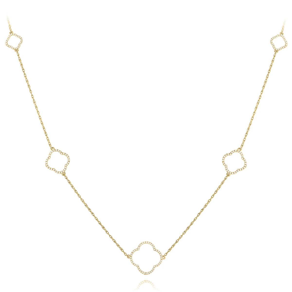 14K White Gold Ladies Diamond Alhambra Necklace 1/3ct 2 14K White Gold Ladies Diamond Alhambra Necklace 1/3ct - Image 2