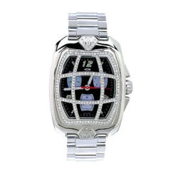 Aqua Master Men's 2.00ct Diamond Grille Watch Black Dial