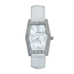 Aqua Master Silver Face Women's Pave Diamond Watch 0.70ct