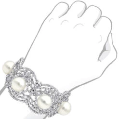 Art Deco White South Sea Pearl And Diamond Bracelet For Women 18K White Gold 10 Art Deco White South Sea Pearl And Diamond Bracelet For Women 18K White Gold -Urban Jewels Shop art deco white south sea pearl and diamond bracelet for women 18k gold bodwh