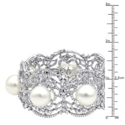 Art Deco White South Sea Pearl And Diamond Bracelet For Women 18K White Gold 11 Art Deco White South Sea Pearl And Diamond Bracelet For Women 18K White Gold -Urban Jewels Shop art deco white south sea pearl and diamond bracelet for women 18k gold rulerwh
