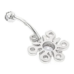 Belly Button Ring 14K White Gold Diamond Belly Sun 0.77 -Urban Jewels Shop belly button rings 14k gold diamond belly ring sun 077 p 6273 backwh