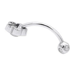 Belly Button Ring 14K White Gold With Flower 0.62 Diamond 9 Belly Button Ring 14K White Gold With Flower 0.62 Diamond -Urban Jewels Shop belly button rings gold diamond belly ring flower 062 p 6270 backwh