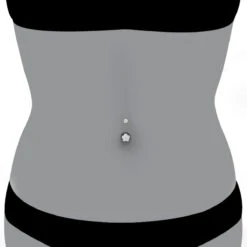 Belly Button Ring 14K White Gold With Flower 0.62 Diamond 10 Belly Button Ring 14K White Gold With Flower 0.62 Diamond -Urban Jewels Shop belly button rings gold diamond belly ring flower 062 p 6270 bodwh