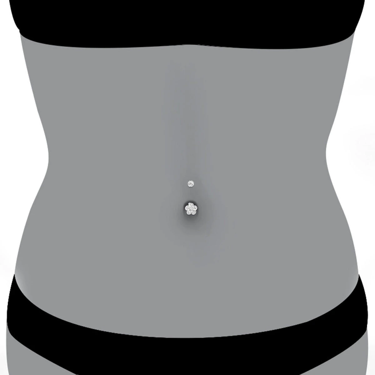 Belly Button Ring 14K White Gold With Flower 0.62 Diamond 5 Belly Button Ring 14K White Gold With Flower 0.62 Diamond - Image 5