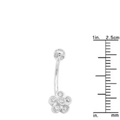 Belly Button Ring 14K White Gold With Flower 0.62 Diamond 11 Belly Button Ring 14K White Gold With Flower 0.62 Diamond -Urban Jewels Shop belly button rings gold diamond belly ring flower 062 p 6270 rulerwh