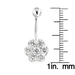 Belly Button Ring 14K White Gold With Flower Diamond 0.79 -Urban Jewels Shop belly button rings gold diamond belly ring flower 079 p 6269 rulerwh