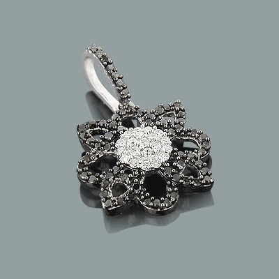 Black And White Diamond Flower Lace Pendant 0.30ct 14K White Gold 1 Black And White Diamond Flower Lace Pendant 0.30ct 14K White Gold