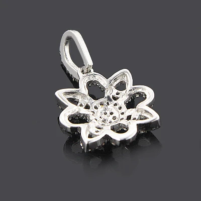 Black And White Diamond Flower Lace Pendant 0.30ct 14K White Gold 2 Black And White Diamond Flower Lace Pendant 0.30ct 14K White Gold - Image 2