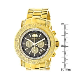 Black Dial Luxurman Diamond Watch 0.75ct Yellow Gold Plated Escalade 9 Black Dial Luxurman Diamond Watch 0.75ct Yellow Gold Plated Escalade -Urban Jewels Shop black dial luxurman diamond watch 075ct yellow gold plated escalade ruler