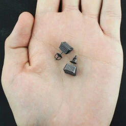 Urban Jewels Shop -Urban Jewels Shop black diamond cube earrings 050ct silver black pvd p 46786back