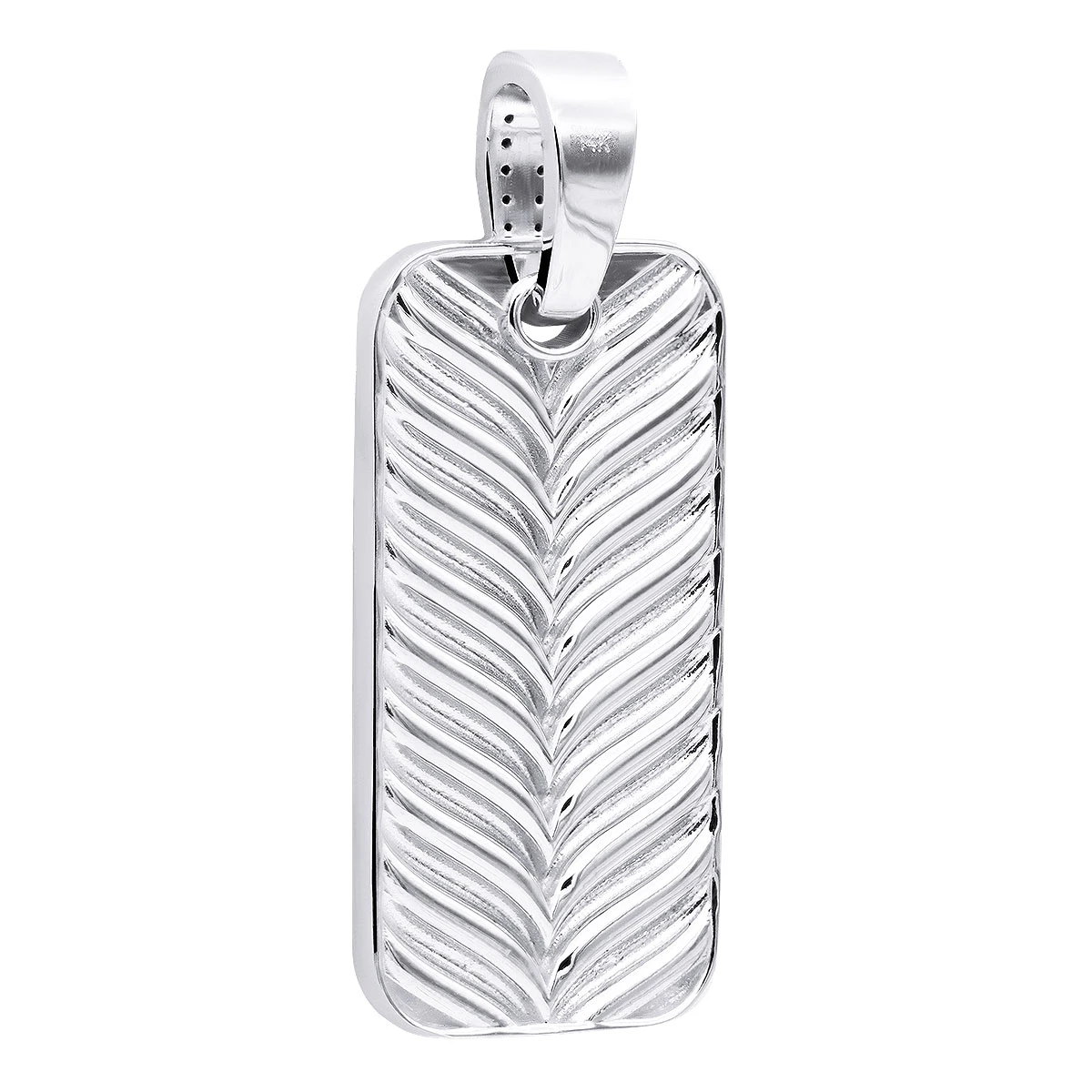 2 Inch Men's Black Diamond Dog Tag Pendant 14K White Gold 7.5ct 4 2 Inch Men's Black Diamond Dog Tag Pendant 14K White Gold 7.5ct - Image 4