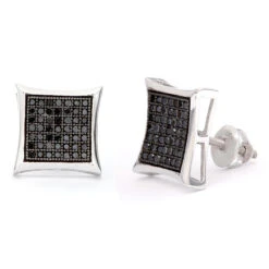 Black Diamond Earrings 0.50ct Sterling Silver