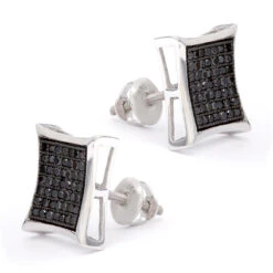 Urban Jewels Shop -Urban Jewels Shop black diamond earrings 050ct sterling silver p 44201back