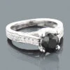 2ct Antinque White And Black Diamond Engagement Ring 14K White Gold