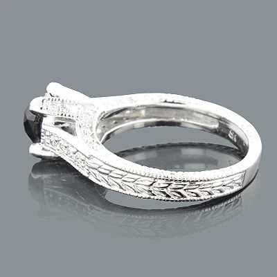 2ct Antinque White And Black Diamond Engagement Ring 14K White Gold 2 2ct Antinque White And Black Diamond Engagement Ring 14K White Gold - Image 2