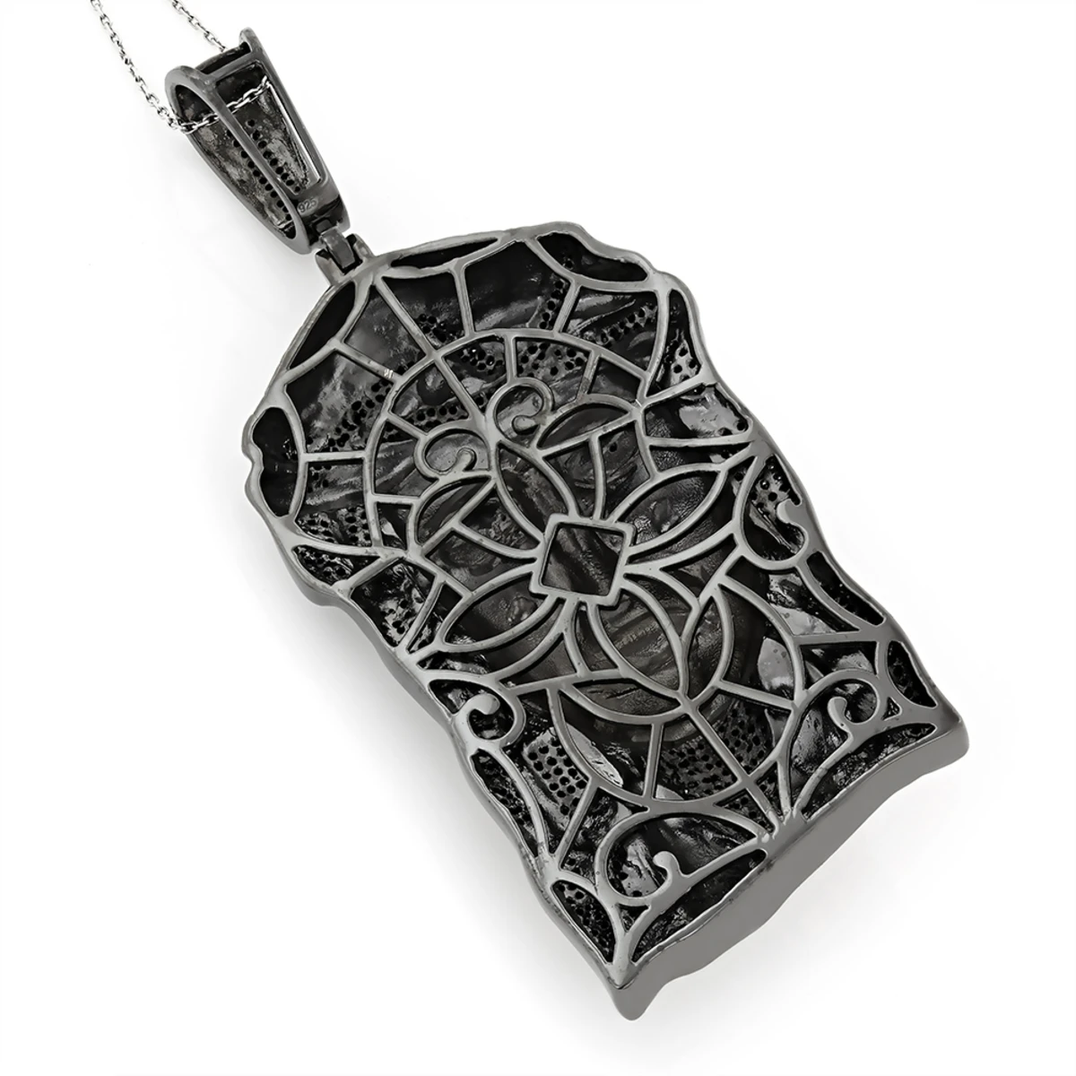 Black Diamond Jesus Face Pendant 0.85ct Sterling Silver 2 Black Diamond Jesus Face Pendant 0.85ct Sterling Silver - Image 2