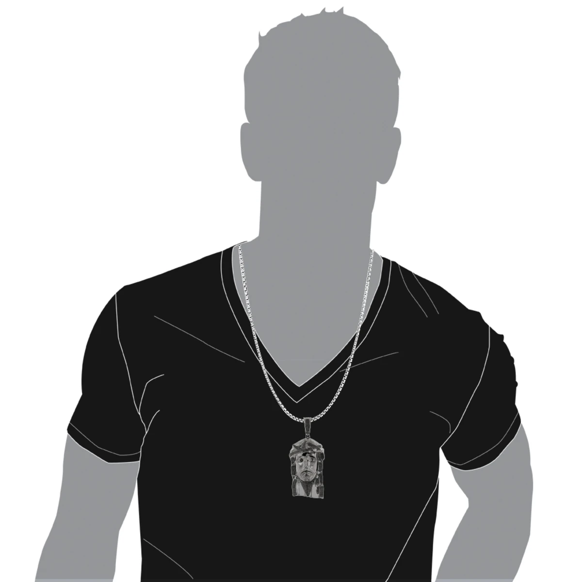 Black Diamond Jesus Face Pendant 0.85ct Sterling Silver 3 Black Diamond Jesus Face Pendant 0.85ct Sterling Silver - Image 3