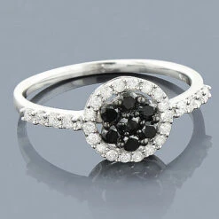 Black Diamond Promise Ring 14K White Gold 0.52ct