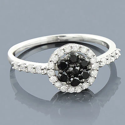 Black Diamond Promise Ring 14K White Gold 0.52ct 1 Black Diamond Promise Ring 14K White Gold 0.52ct