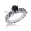 Thin 14K White Gold Black Diamond Engagement Ring 0.67ct