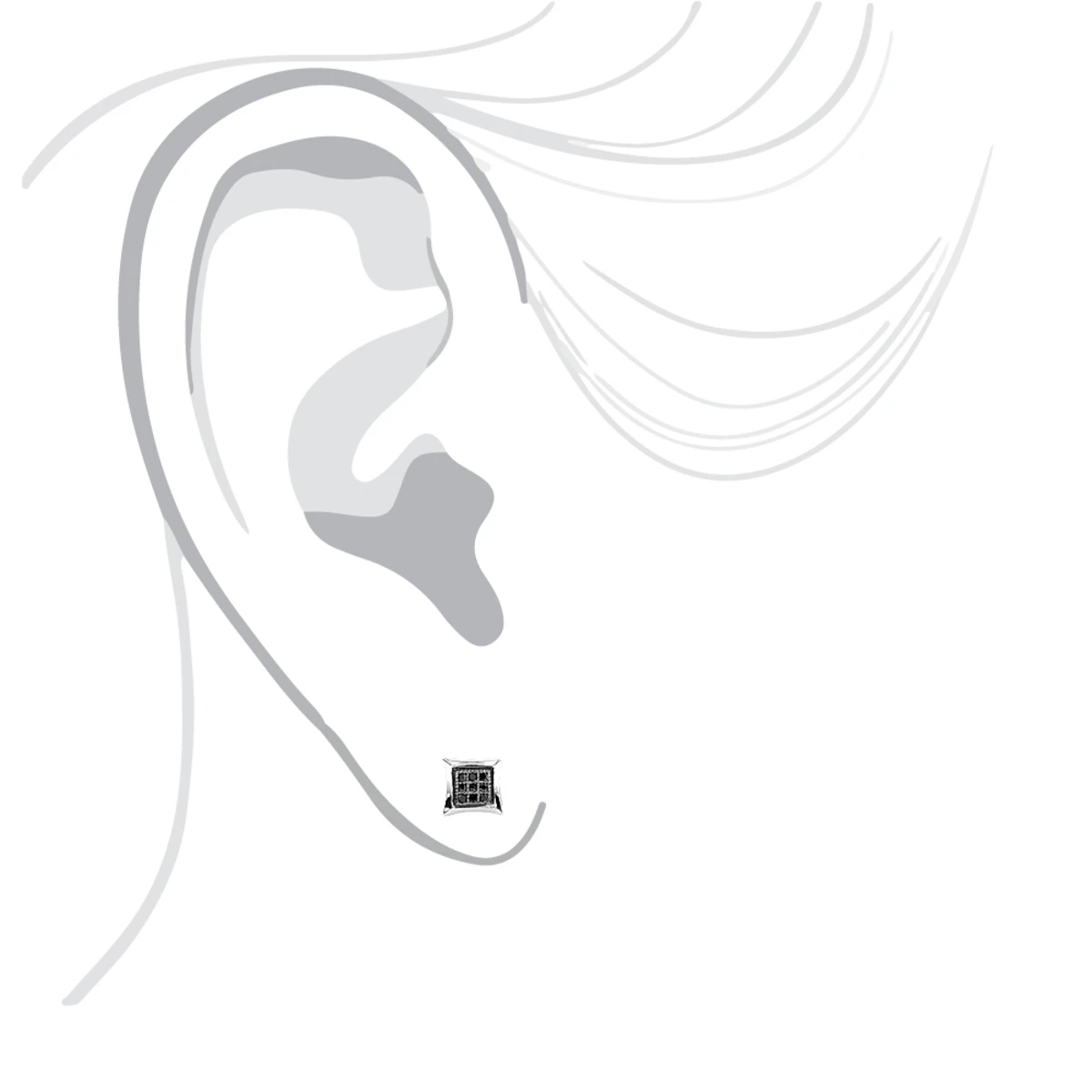 Real Black Diamond Stud Earrings Sterling Silver Square Kites 0.1ct 3 Real Black Diamond Stud Earrings Sterling Silver Square Kites 0.1ct - Image 3