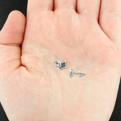 Real Black Diamond Stud Earrings Sterling Silver Square Kites 0.1ct 7 Real Black Diamond Stud Earrings Sterling Silver Square Kites 0.1ct -Urban Jewels Shop black diamond stud earrings 010ct sterling silver p 40337box