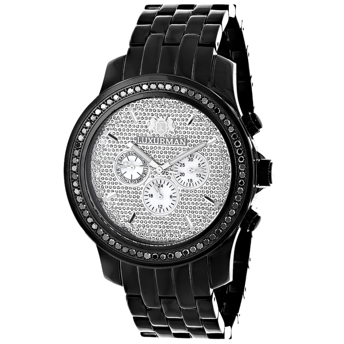 Black Diamond 2.25ct Luxurman Men's Watch Encrusted Dial 1 Black Diamond 2.25ct Luxurman Men's Watch Encrusted Dial