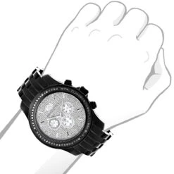 Black Diamond 2.25ct Luxurman Men's Watch Encrusted Dial 7 Black Diamond 2.25ct Luxurman Men's Watch Encrusted Dial -Urban Jewels Shop black diamond watches luxurman mens watch 225ct p 46708bod