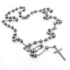 Black Silver Rosary Bead Necklace