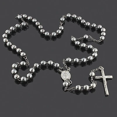 Black Sterling Silver Rosary Beads - Diamond Cut 1 Black Sterling Silver Rosary Beads - Diamond Cut