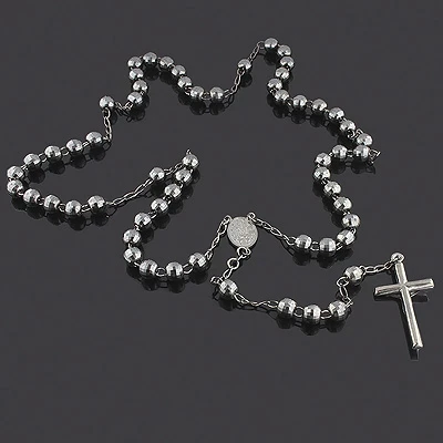 Black Sterling Silver Rosary Beads - Diamond Cut 2 Black Sterling Silver Rosary Beads - Diamond Cut - Image 2