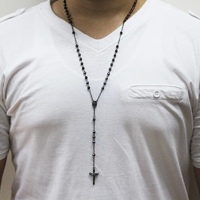 Black Sterling Silver Rosary Beads - Diamond Cut 3 Black Sterling Silver Rosary Beads - Diamond Cut - Image 3