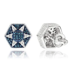Blue Diamond Star Earrings 0.3ct Sterling Silver