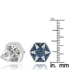 Blue Diamond Star Earrings 0.3ct Sterling Silver -Urban Jewels Shop blue diamond star earrings 035ct sterling silver p 46644 ruler