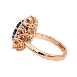 Blue Sapphire And Diamond Cocktail Ring For Women 18K White Gold 4.5ct -Urban Jewels Shop blue sapphire and diamond cocktail ring for women in 18k gold 45ct 803171 backro