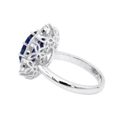 Blue Sapphire And Diamond Cocktail Ring For Women 18K White Gold 4.5ct -Urban Jewels Shop blue sapphire and diamond cocktail ring for women in 18k gold 45ct 803171 backwh