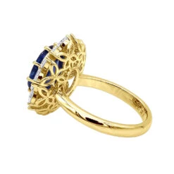Blue Sapphire And Diamond Cocktail Ring For Women 18K White Gold 4.5ct -Urban Jewels Shop blue sapphire and diamond cocktail ring for women in 18k gold 45ct 803171 backye