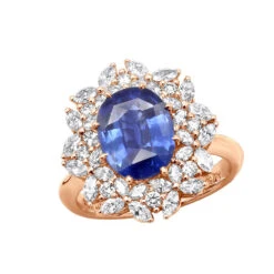 Blue Sapphire And Diamond Cocktail Ring For Women 18K White Gold 4.5ct -Urban Jewels Shop blue sapphire and diamond cocktail ring for women in 18k gold 45ct 803171 ro