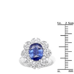 Blue Sapphire And Diamond Cocktail Ring For Women 18K White Gold 4.5ct -Urban Jewels Shop blue sapphire and diamond cocktail ring for women in 18k gold 45ct 803171 rulerwh