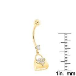14K Yellow Gold Diamond Purse Belly Button Ring 0.29 -Urban Jewels Shop body jewelry 14k diamond purse belly button ring 029 p 35764 rulerye