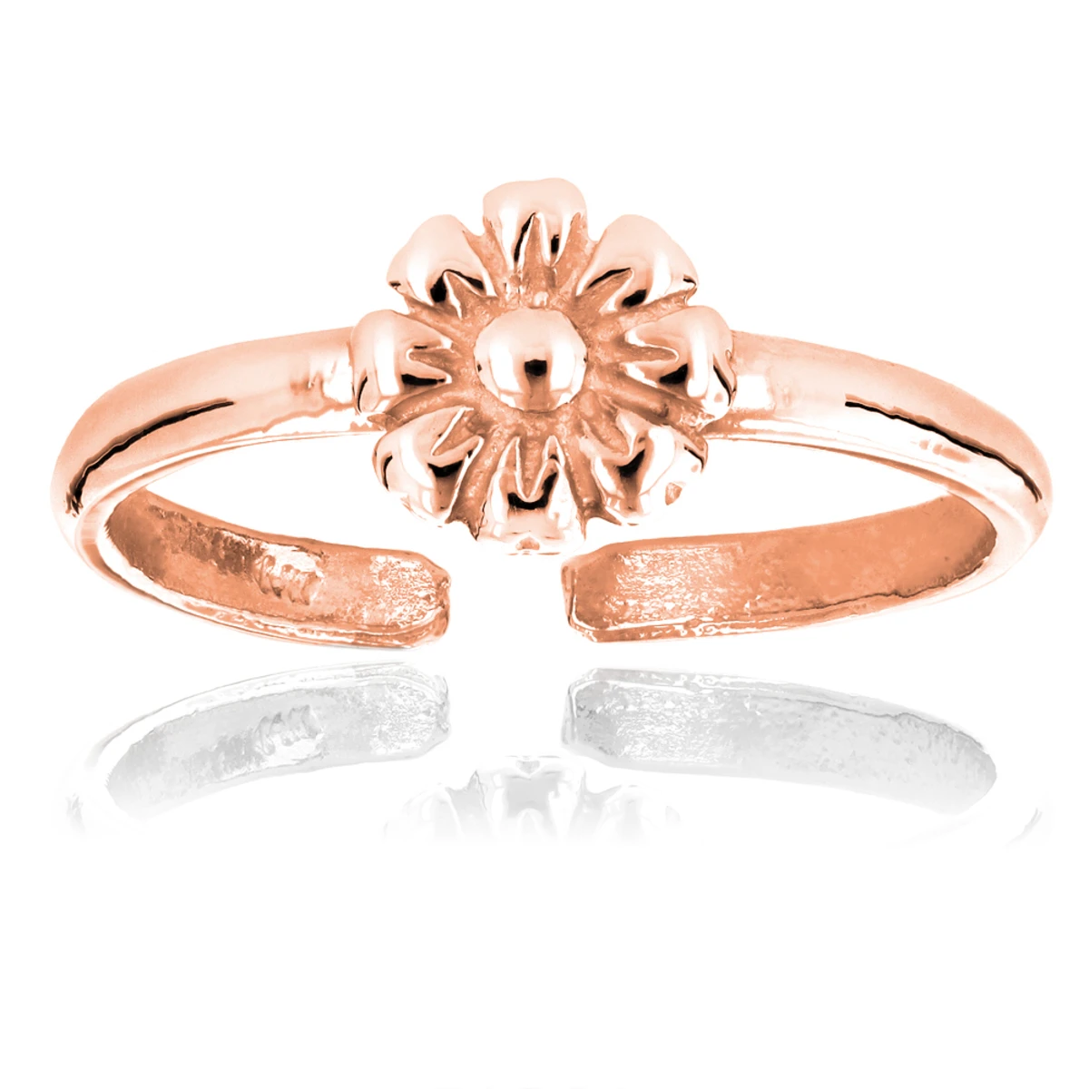 Adjustable Solid 14K White Gold Toe Ring Flower 3 Adjustable Solid 14K White Gold Toe Ring Flower - Image 3