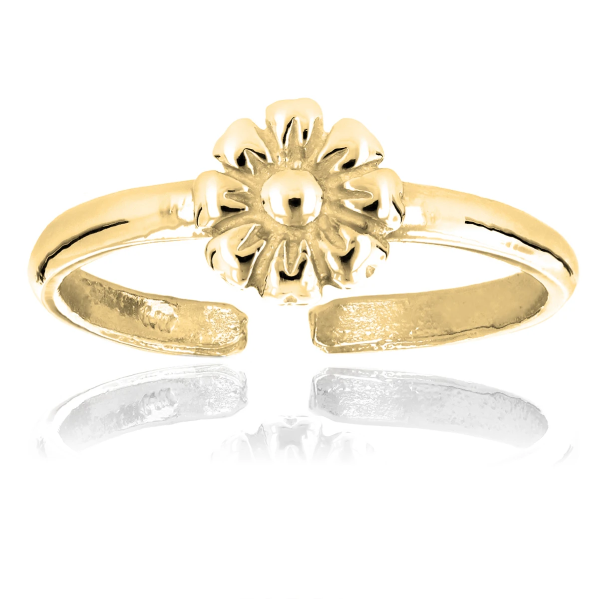 Adjustable Solid 14K White Gold Toe Ring Flower 2 Adjustable Solid 14K White Gold Toe Ring Flower - Image 2