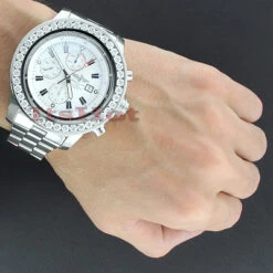 Breitling Super Avenger 5 Carat Diamond Bezel Watch -Urban Jewels Shop breitling 1884 chronometre certifie 7 carat diamond bezel watch custom 3