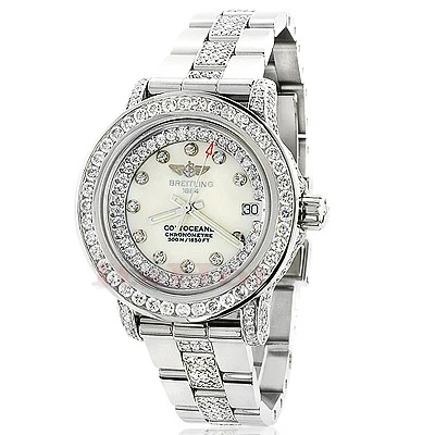 Ladies Diamond Breitling Colt Custom Watch 7ct 1 Ladies Diamond Breitling Colt Custom Watch 7ct