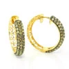 Champagne Diamond Hoop Earrings 3.11ct 14K Yellow Gold