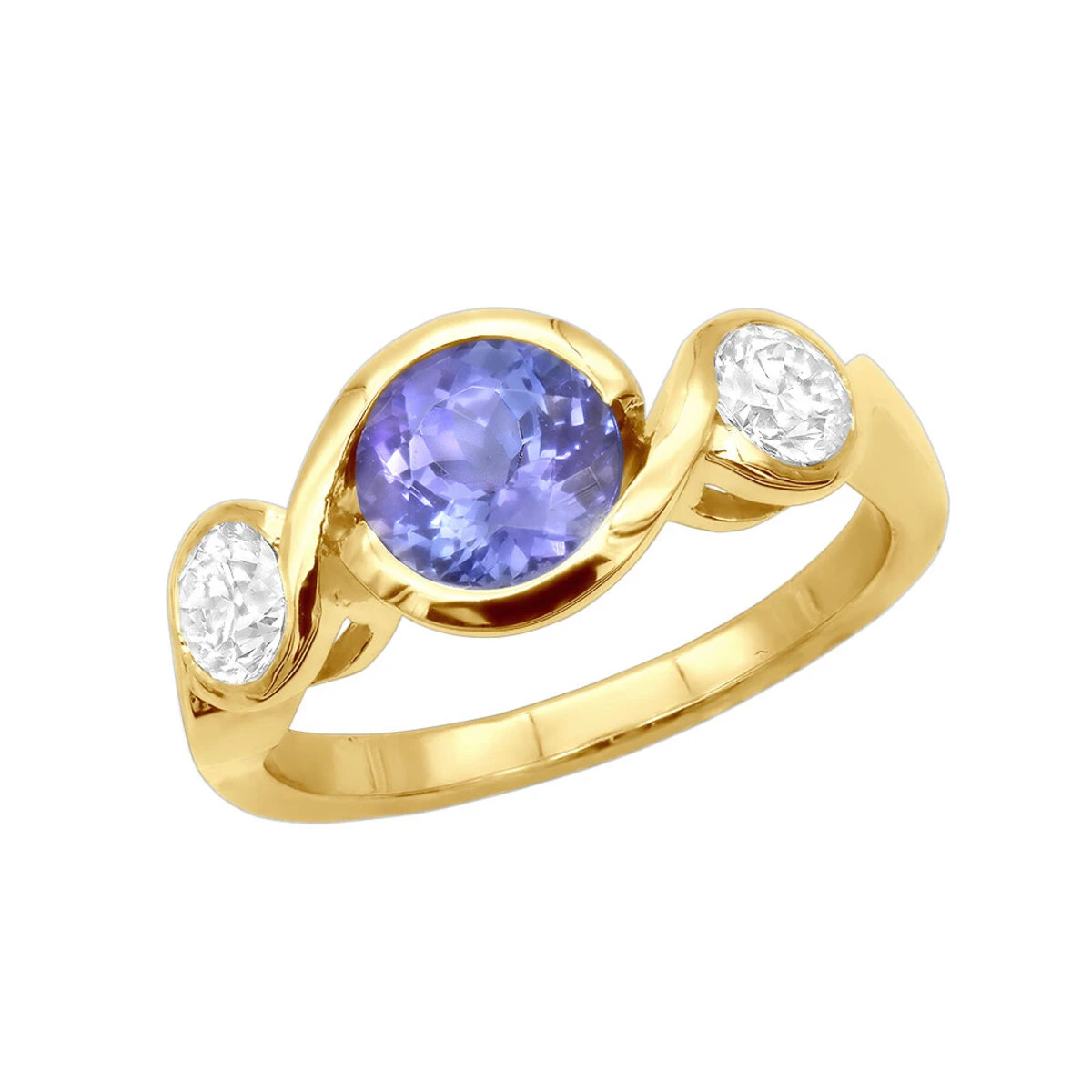 Unique Round Cut Tanzanite And Diamond Engagement Ring 18K White Gold 2 Unique Round Cut Tanzanite And Diamond Engagement Ring 18K White Gold - Image 2